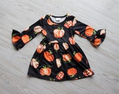 Girls Black Pumpkin Halloween Dress