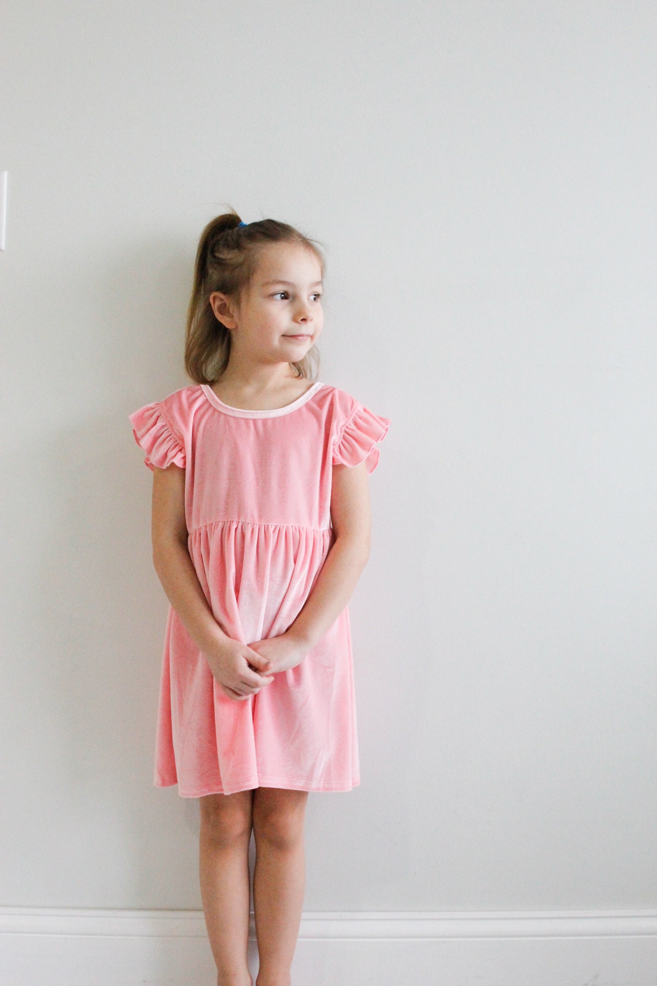 strapless open back dress PINK FLORAL STRIPE TRIM COLLAR DRESS  Walker Boutique