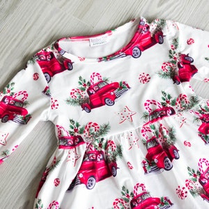 christmas truck dress Christmas Red Truck Ruffle Dress