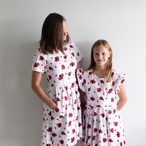 Adult Ladybug with Hearts Dress - With Pockets