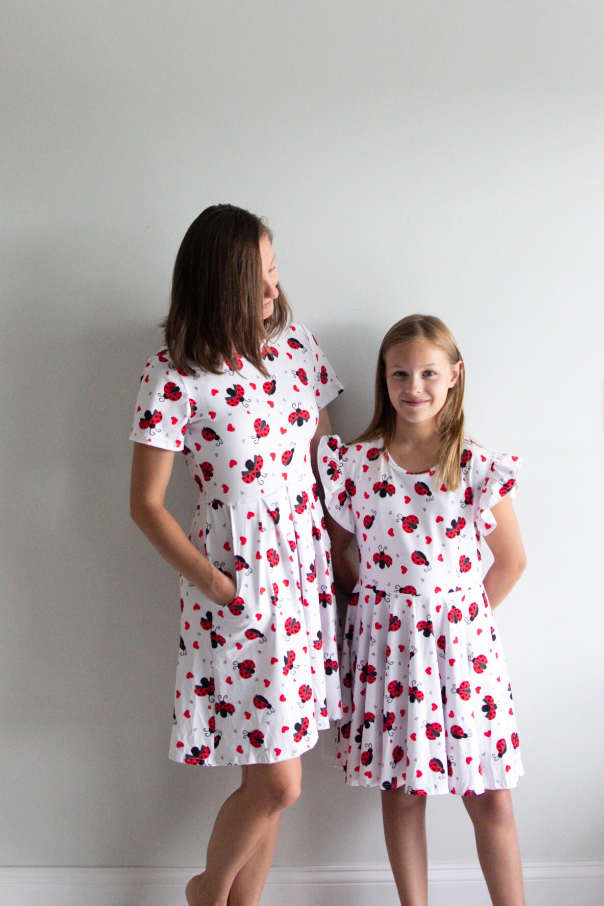 ON SALE!! Adult Ladybug with Hearts Dress - With Pockets