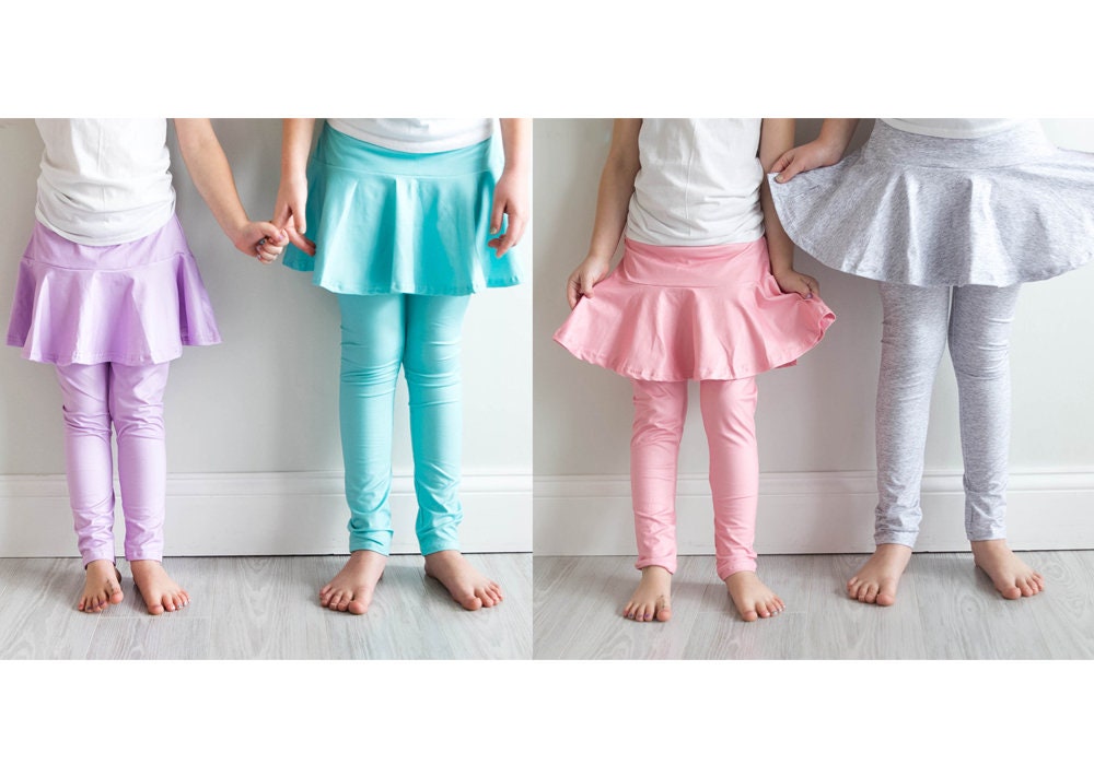 Leggings With Attached Skirt Purple, Pink, Teal, or Grey -  Canada