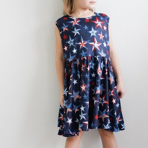 ON SALE!! Sleeveless Patriotic USA Navy/Star Dress with Pockets