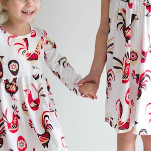 ON SALE! Flutter Sleeve/Long Sleeve Rooster Dress