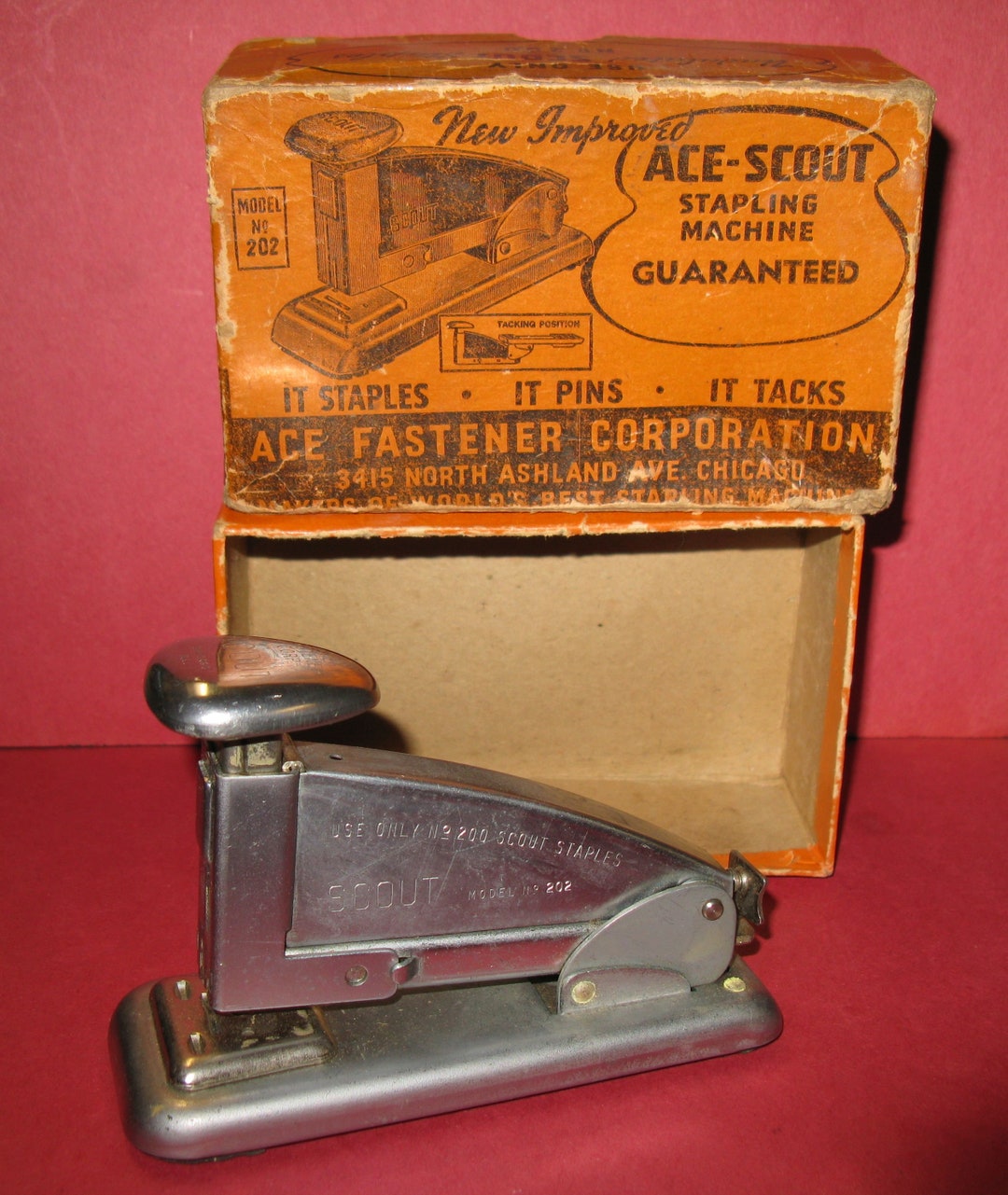 Mid Century Ace Scout Model 202 Desk Stapler in Original Box Etsy