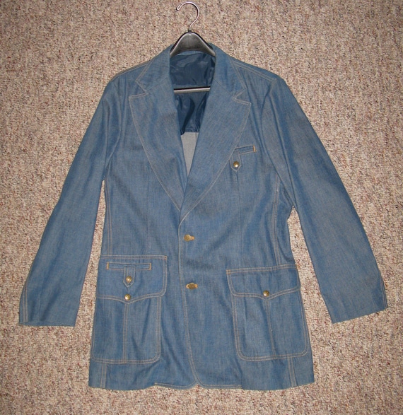 1970s Vintage Lee Denim Sport Coat, Size 44L