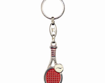 Tennis racket Keychain, Colorful keychain, Enamel keychain
