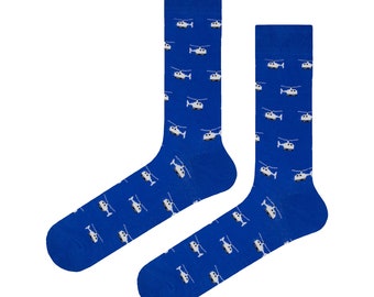 Funny colorful socks blue helicopters 39-44