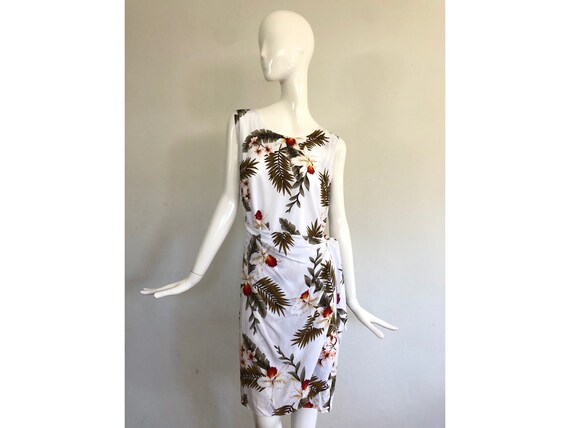 Vintage Retro Genuine Hawaiian White Tropical Flor