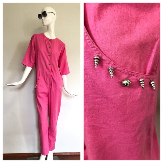 Vintage Retro 80s Festival PArty Hot Pink Romper J