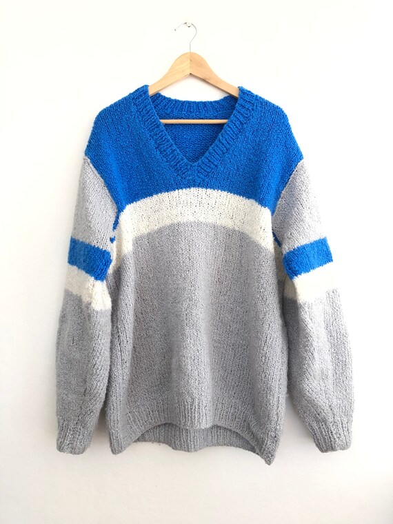 Vintage oversized chunky knit - Cobalt Blue Grey