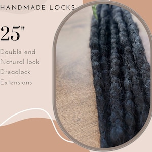 Extensions de dreadlocks au crochet faites main : cheveux synthétiques noirs 25 pouces