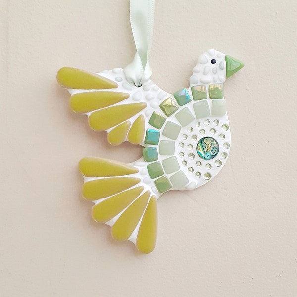 Mosaic Dove 10cm - Light Green (personalised gift)