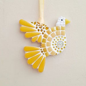 Mosaic Dove 10cm - Yellow (personalised gift)