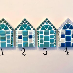 Mosaic Beach Hut Magnets - Teal Selection