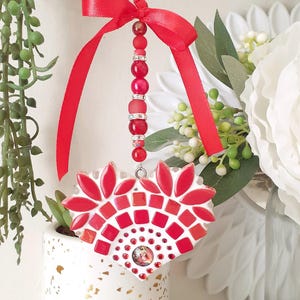 Mosaic Heart Charm - Red