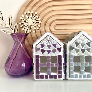 Mosaic Beach Hut Keepsake Box - Purple