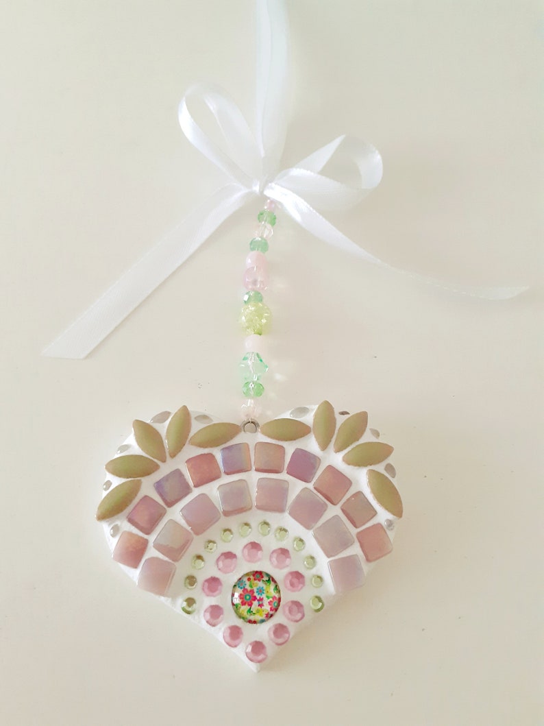 Mosaic Heart Charm Pink /& Mint