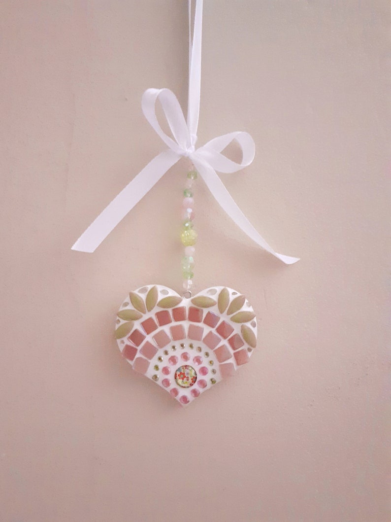 Mosaic Heart Charm Pink /& Mint