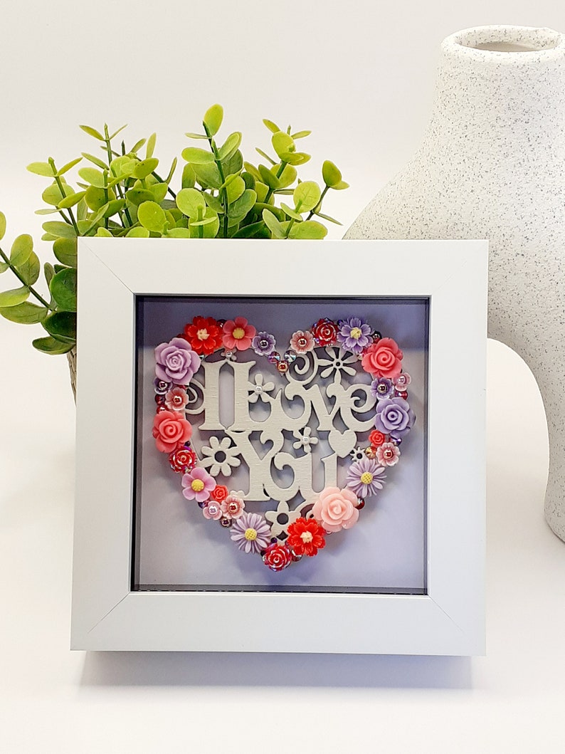 SPECIAL BUY Embellished 'I Love You' Photo Frame Red & Purple free