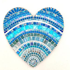 30cm Mosaic Wall Heart - Sea Breeze