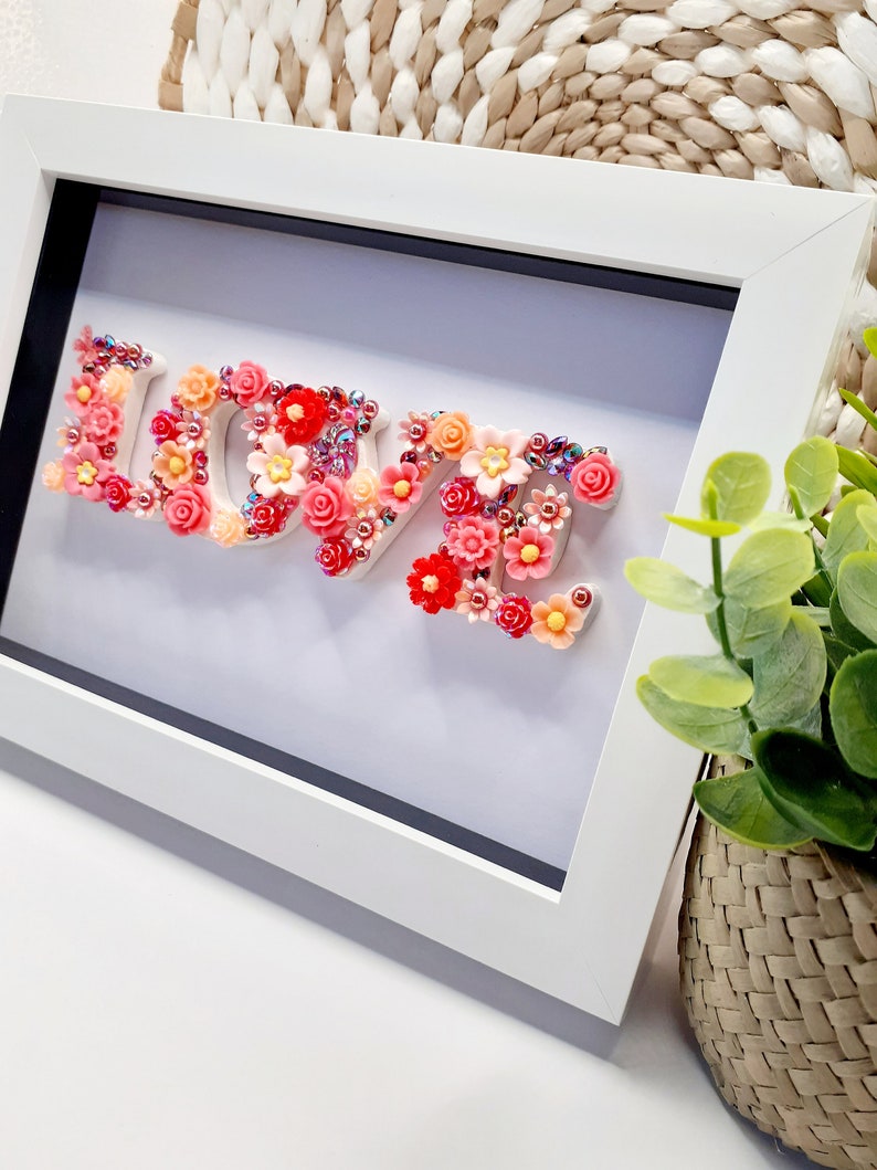 SPECIAL BUY Embellished 'LOVE' Photo Frame Red & Peach free Standing or