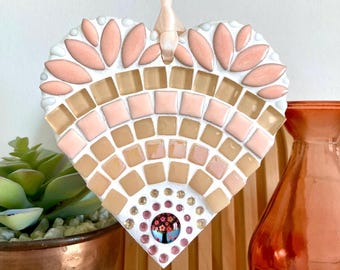 Mosaic Heart Decoration - Peach