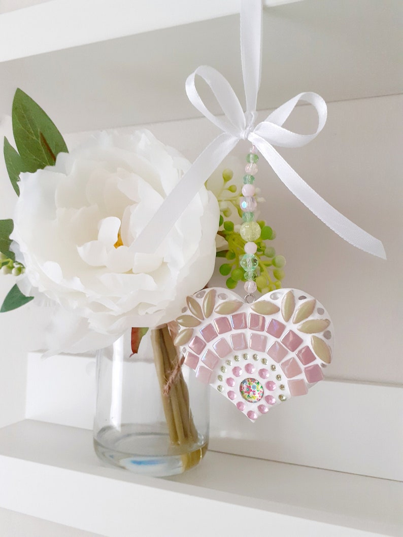 Mosaic Heart Charm Pink /& Mint