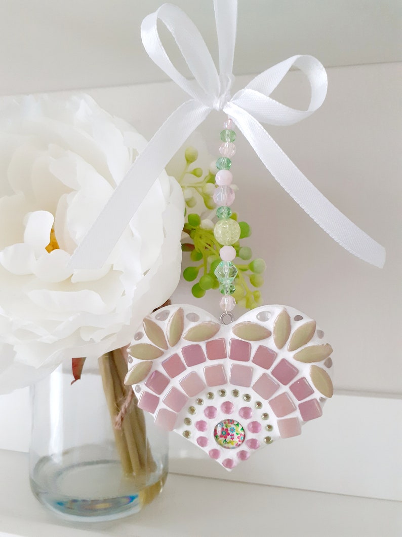 Mosaic Heart Charm Pink /& Mint
