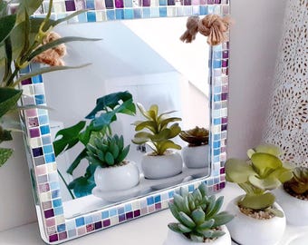 Mosaic Wall Mirror - Purple & Blue
