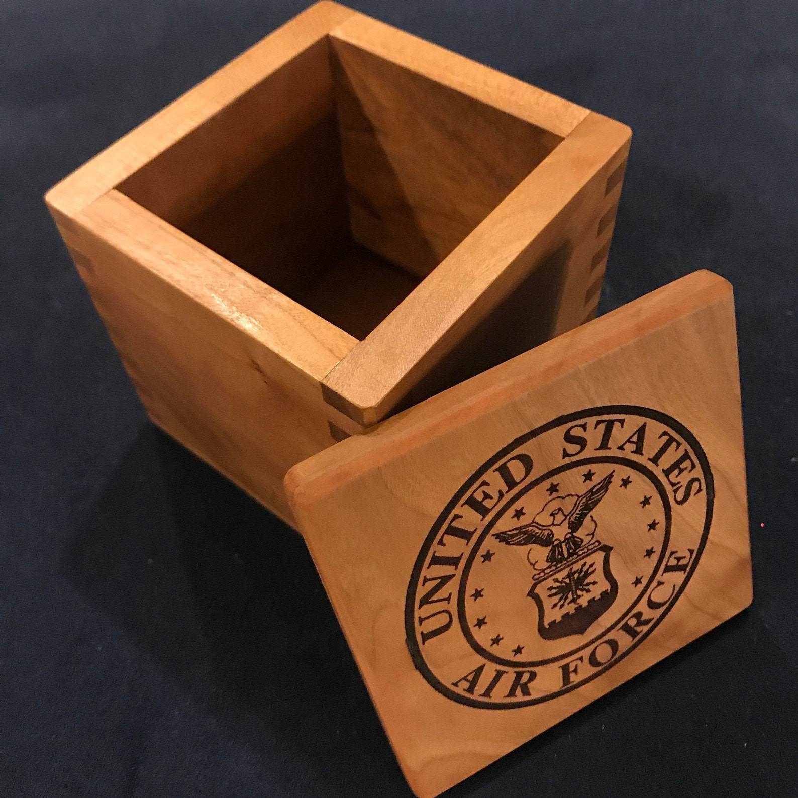 Keepsake Air Force Challenge Coin Box crafted from exotic Etsy