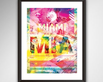 MIAMI, FLORIDA Travel Poster  • Fine Art Print • Home Decor • Contemporary Design • Wall Art