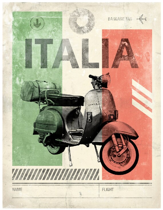 Scooter Vespa Piaggio Grand Sport - POSTER HQ 50x70cm d'une AFFICHE VINTAGE