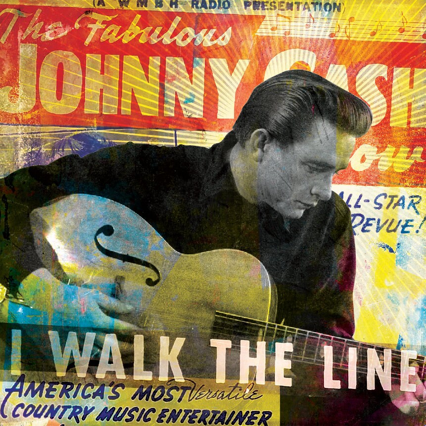 JOHNNY CASH Inspired Music Poster • Fine Art Print • Home Decor • Retro ...
