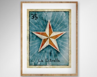 LOTERIA CARD Inspired Poster  • La Estrella • Giclée Print • Home Decor • Folk Art