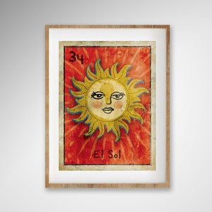 LOTERIA CARD Inspired Poster  • El Sol • Giclée Print • Home Decor • Folk Art