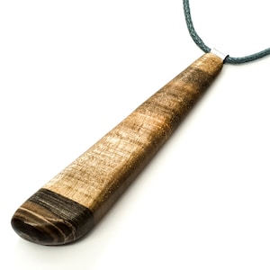 Wooden pendant with grey waxcord // Wooden jewelry // Walnut pendant // Natural jewelry