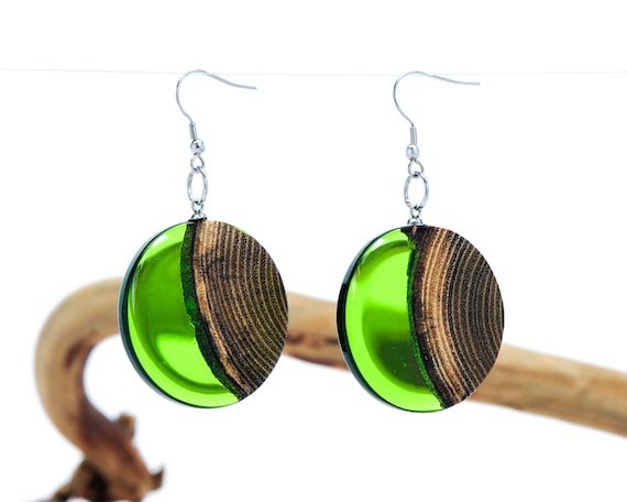 Natural wood earrings Wood earrings Wood jewelry Reclaimed wood earrings Nature lover Hippie accessories Mountain wood.