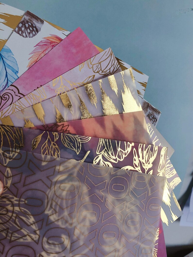 10 sheets decoration vellum paper with gold patterns gold Etsy