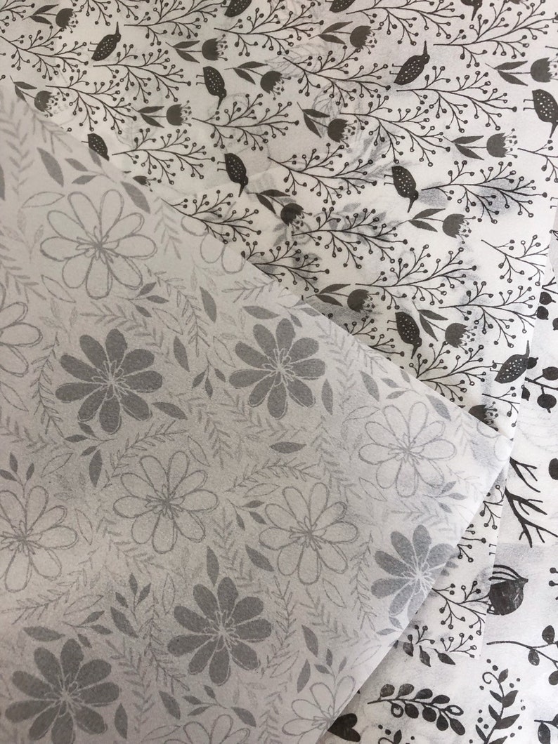 16 sheets decorative wax paper with blavk line art patterns Etsy