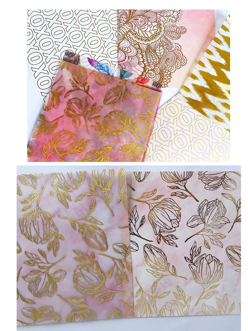 10 sheets decoration vellum paper with gold patterns gold Etsy