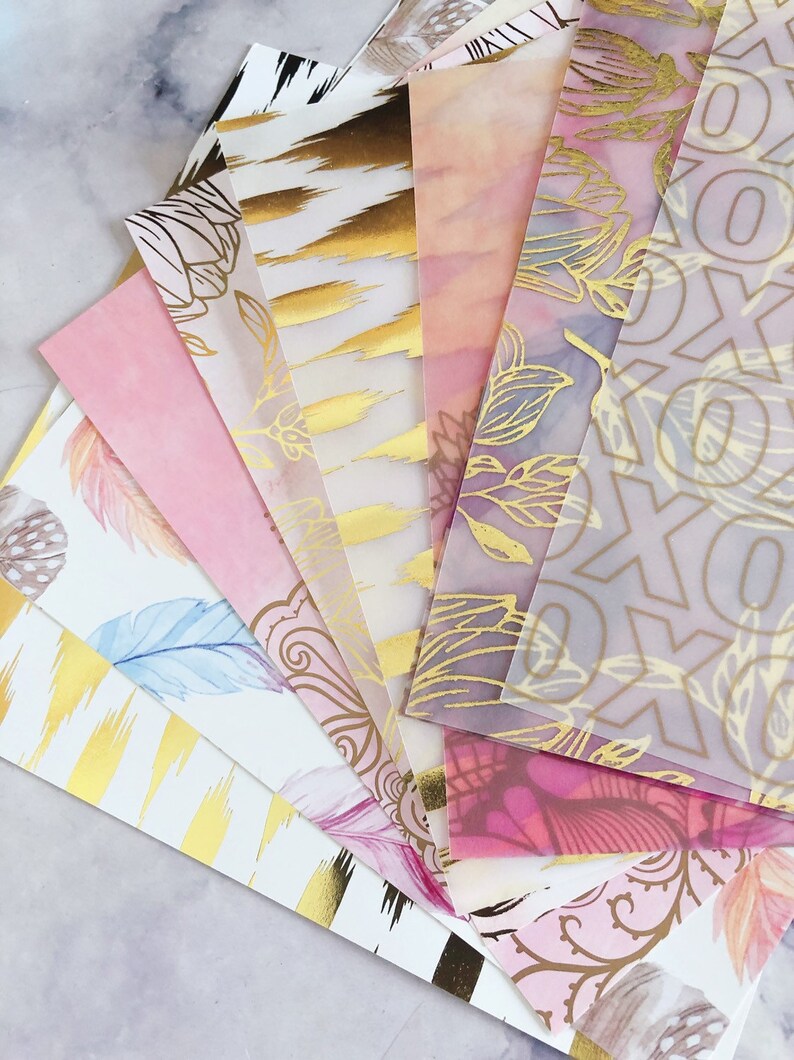 10 sheets decoration vellum paper with gold patterns gold Etsy
