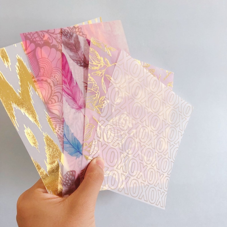 10 sheets decoration vellum paper with gold patterns gold Etsy