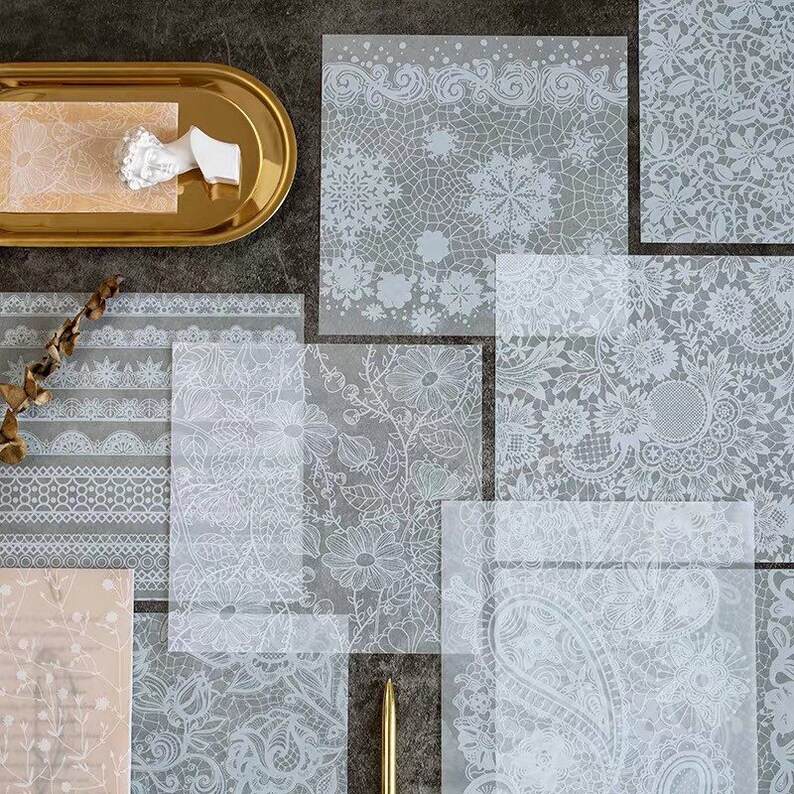 Decoration vellum paper with white patterns 10 sheets lace Etsy