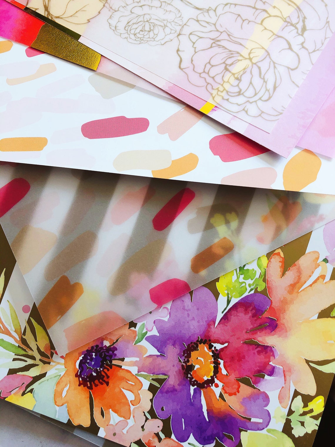 10 sheets decoration vellum paper with gold and pink themed Etsy