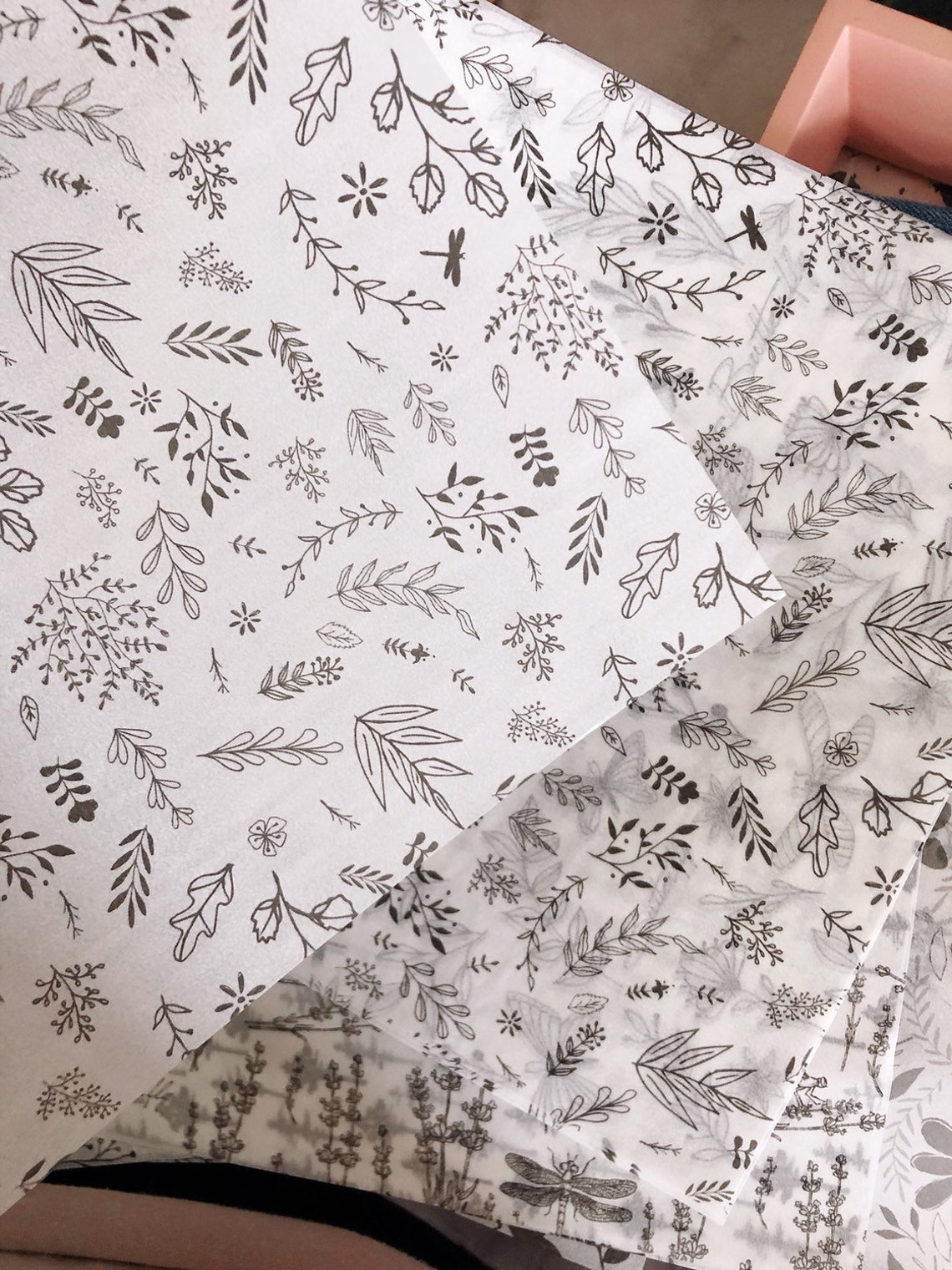 16 sheets decorative wax paper with blavk line art patterns Etsy