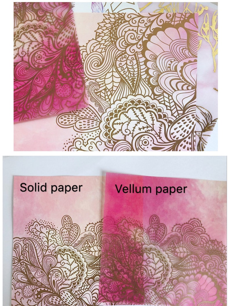 10 sheets decoration vellum paper with gold patterns gold Etsy