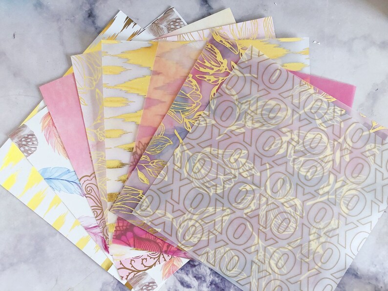10 sheets decoration vellum paper with gold patterns gold Etsy