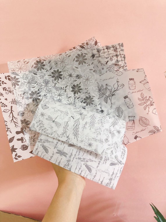 16 Sheets Decorative Wax Paper With Blavk Line Art Patterns Etsy