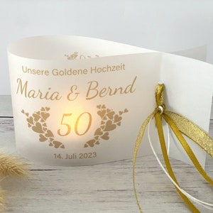 DIY: Light cover, lantern for the golden wedding – personalized with name and date (set of 3, 6, 9)